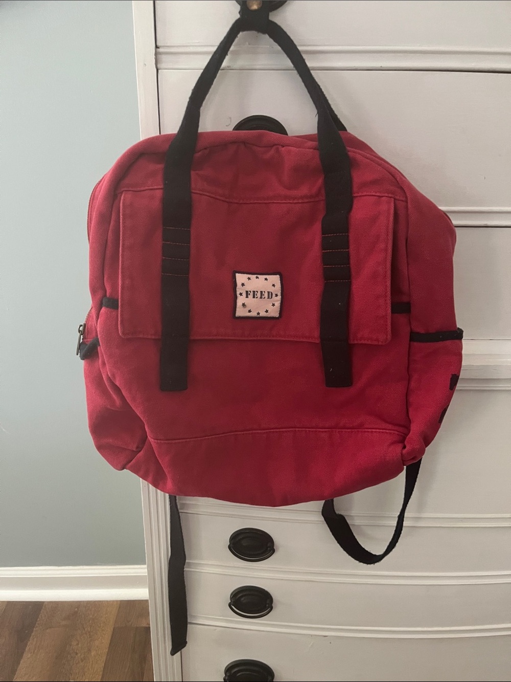 Feed Canvas Backpack Vintage Target Collaboration Unisex Red Black